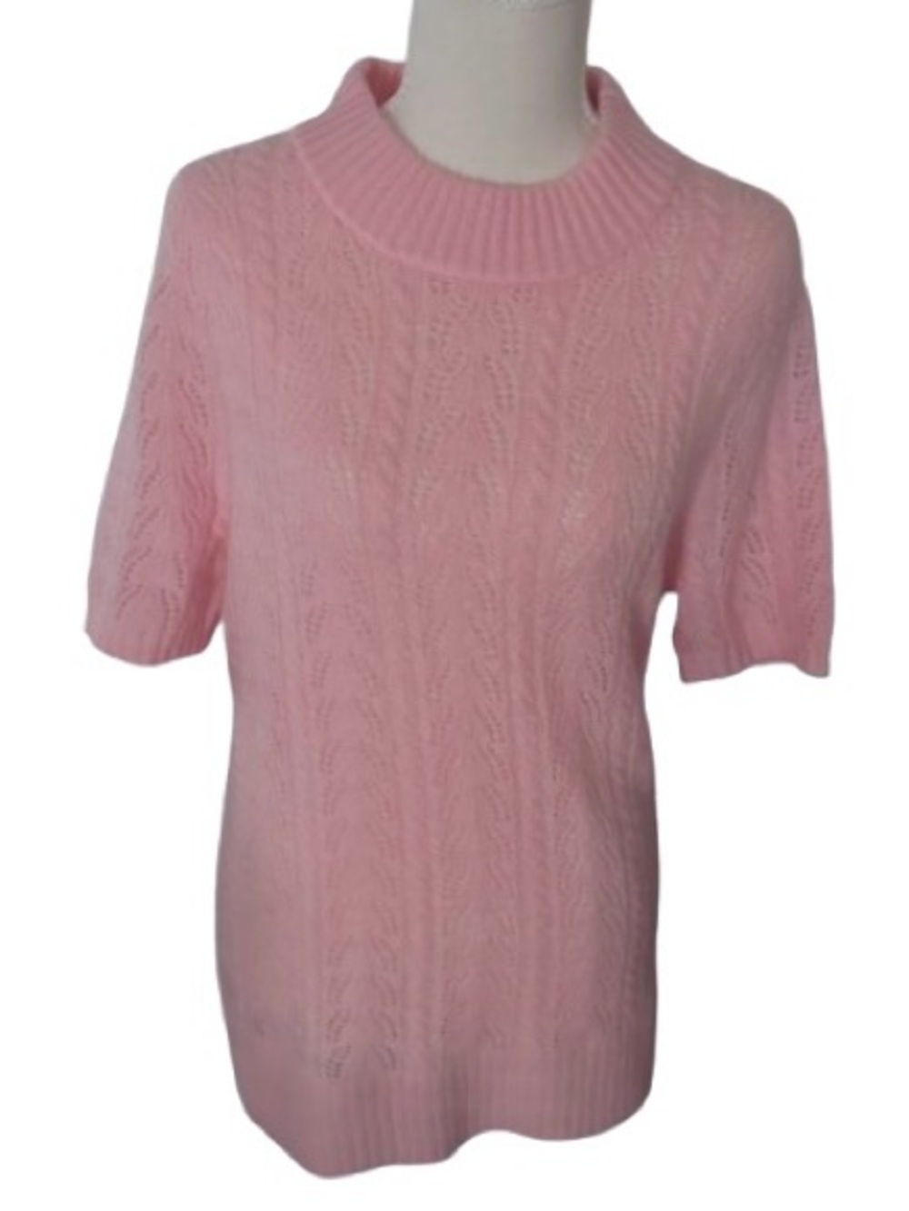 NWT 1X Torrid Open Work Sweater Lightweight Short Sleeved Pink New Extra Large